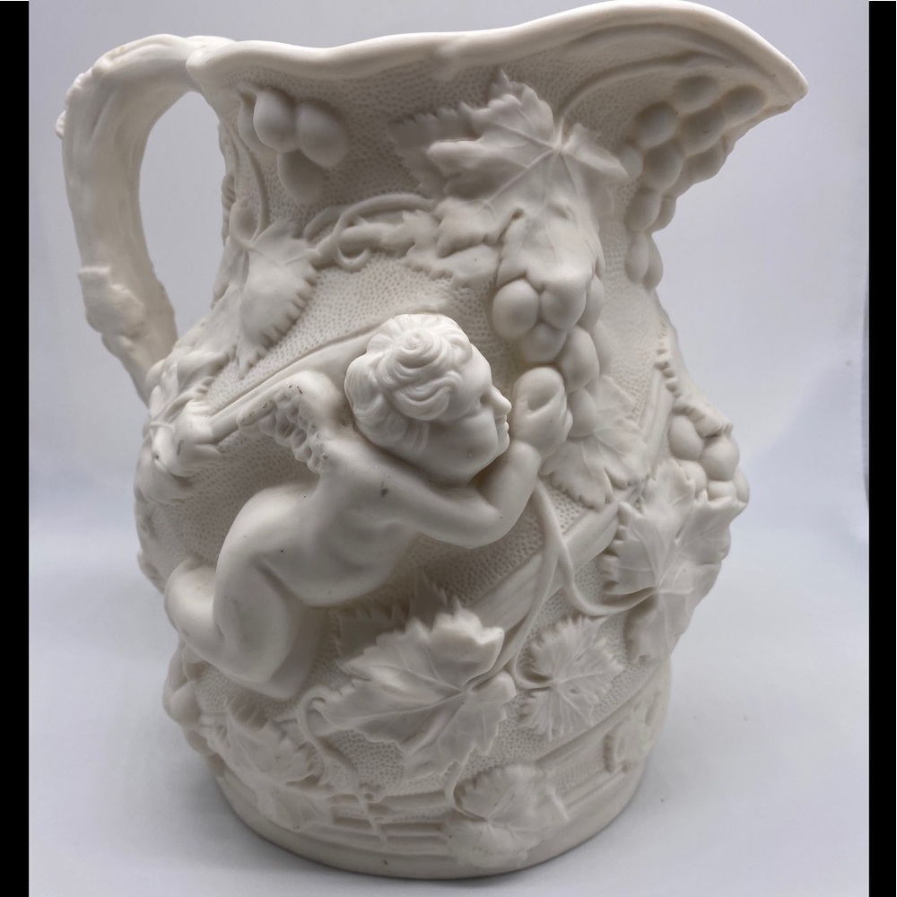Minton Antique Pitcher White Unglazed Decorated
